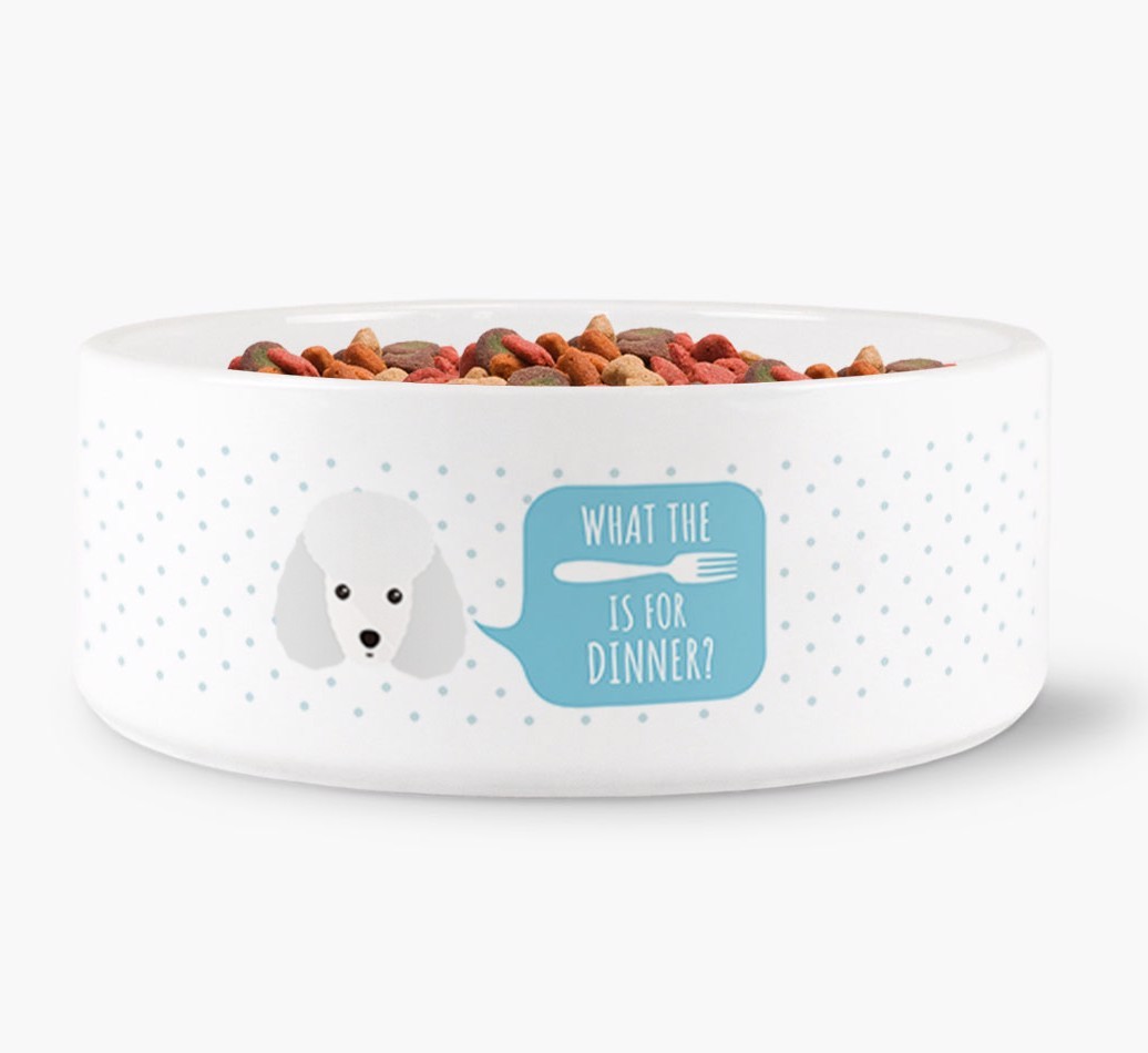 'What's For Dinner?' - Personalized Dog Bowl for your {breedFullName}