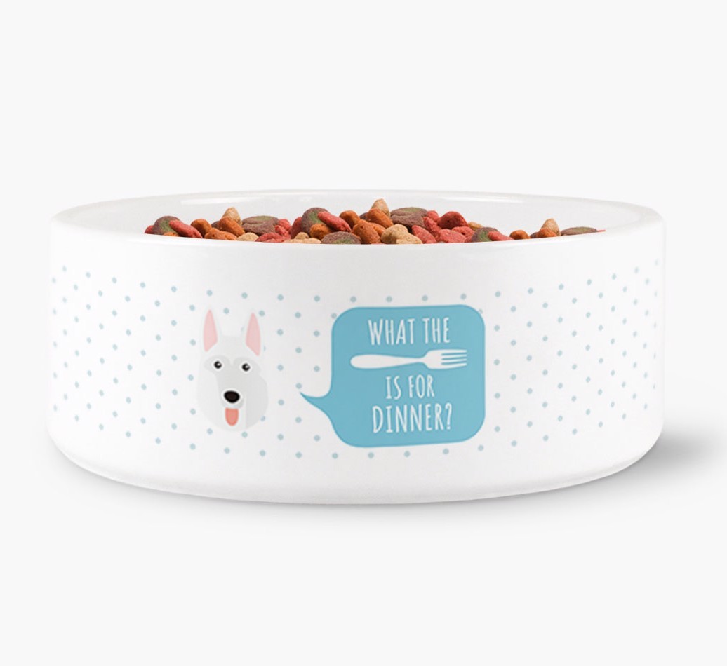 'What's For Dinner?' - Personalized Dog Bowl for your {breedFullName}