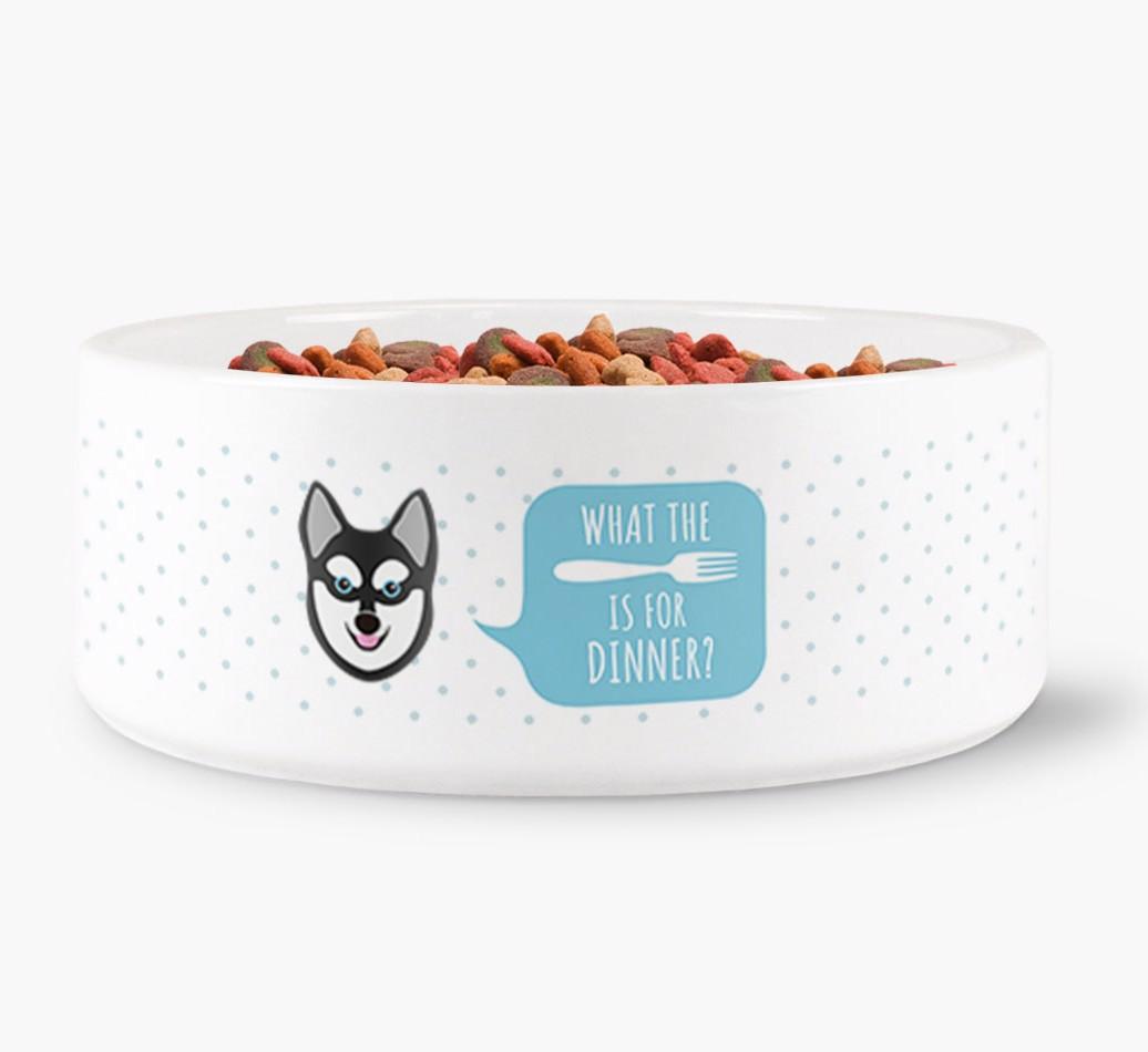 'What's For Dinner?' - Personalized Dog Bowl for your {breedFullName}