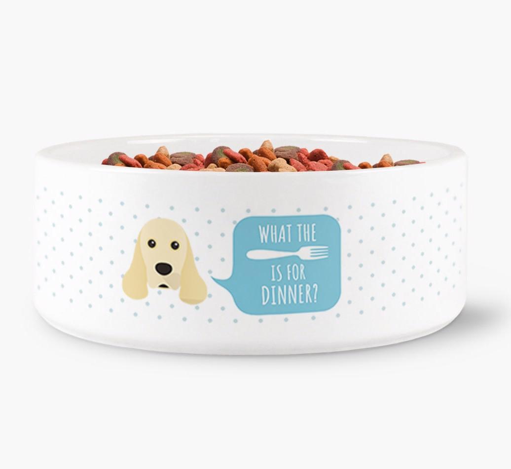 'What's For Dinner?' - Personalized Dog Bowl for your {breedFullName}