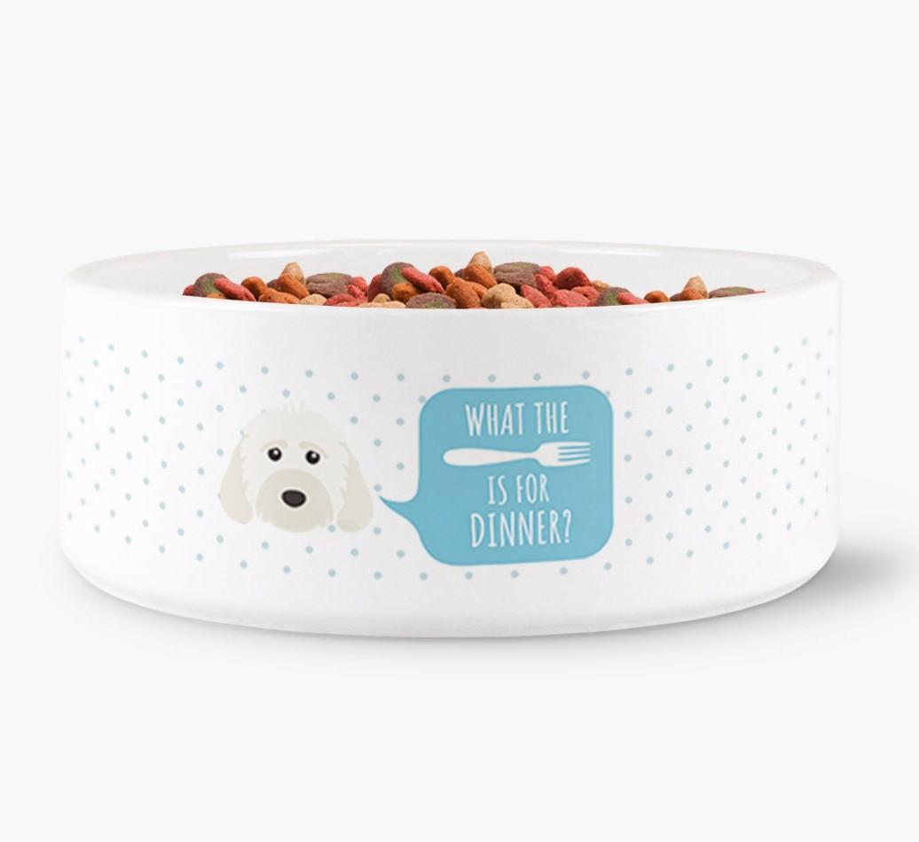 'What's For Dinner?' - Personalized Dog Bowl for your {breedFullName}