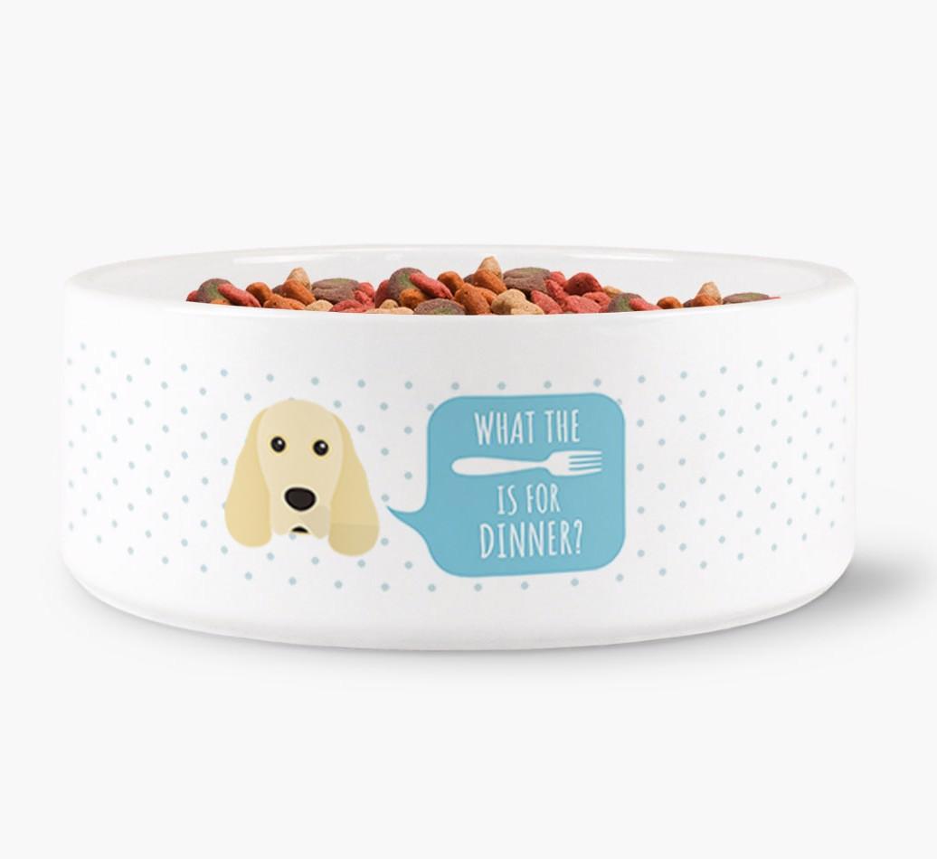'What's For Dinner?' - Personalized Dog Bowl for your {breedFullName}