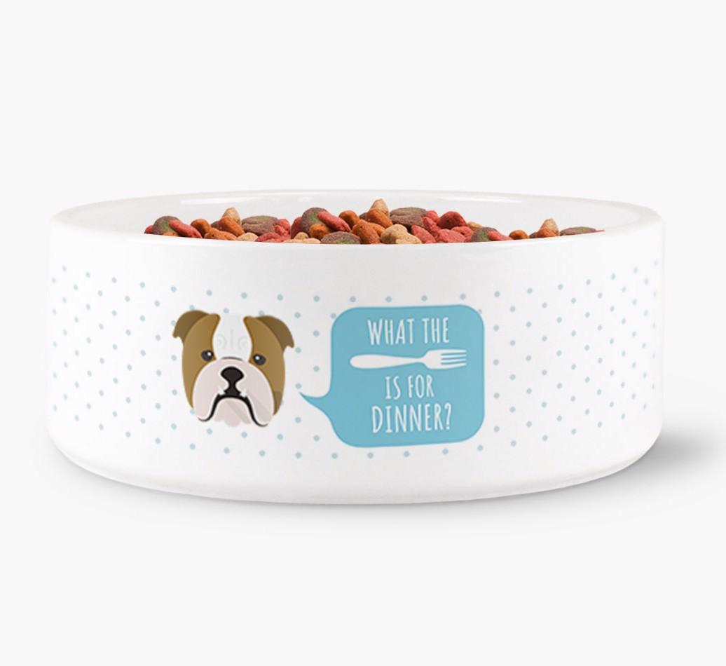 'What's For Dinner?' - Personalized Dog Bowl for your {breedFullName}