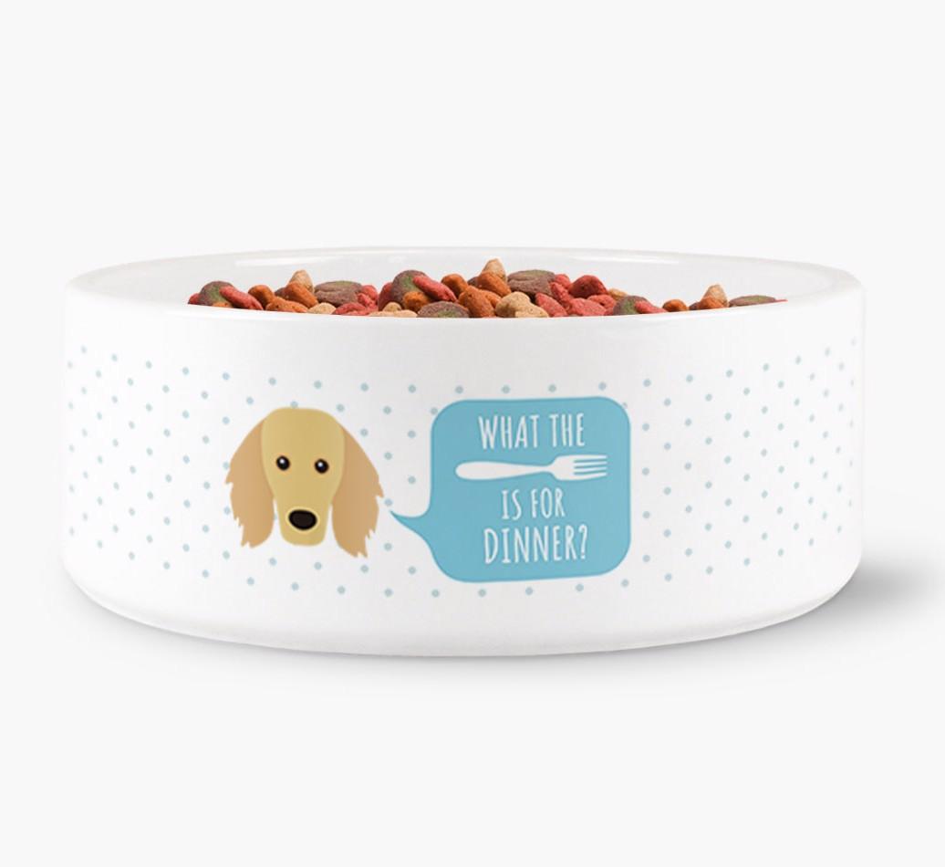 'What's For Dinner?' - Personalized Dog Bowl for your {breedFullName}