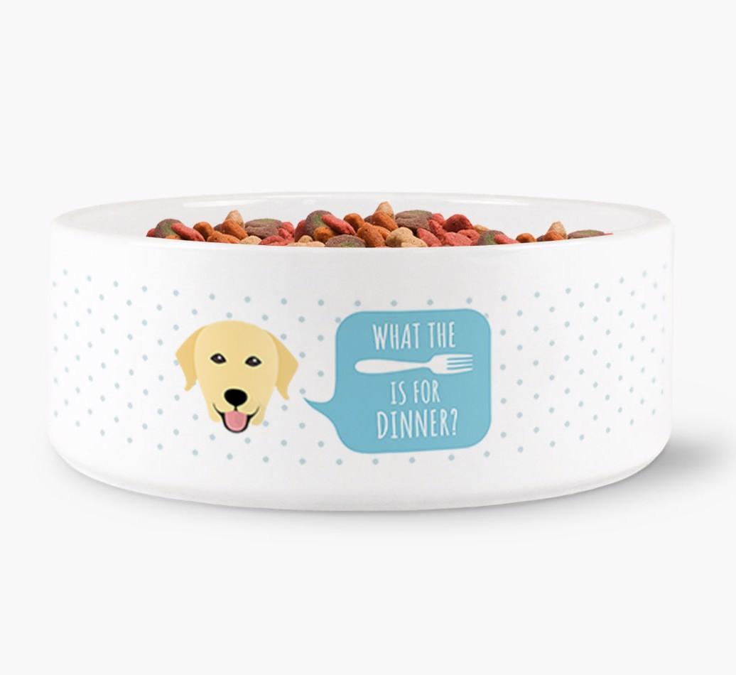'What's For Dinner?' - Personalized Dog Bowl for your {breedFullName}