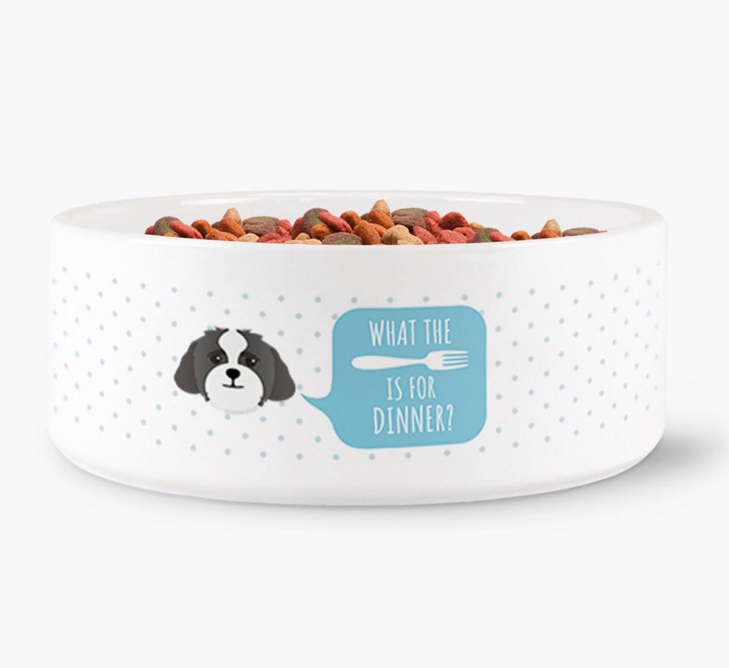 'What's For Dinner?' - Personalized Dog Bowl for your {breedFullName}