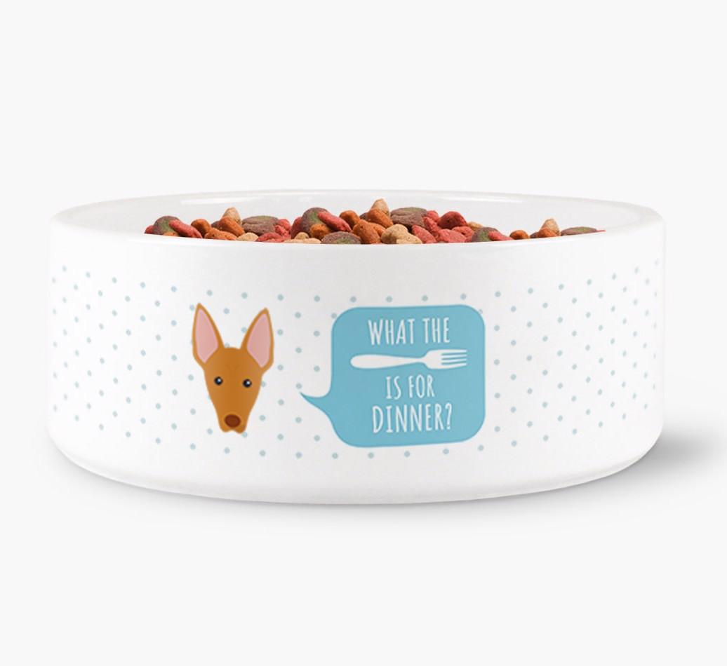 'What's for dinner?' Dog Bowl for your {breedFullName}