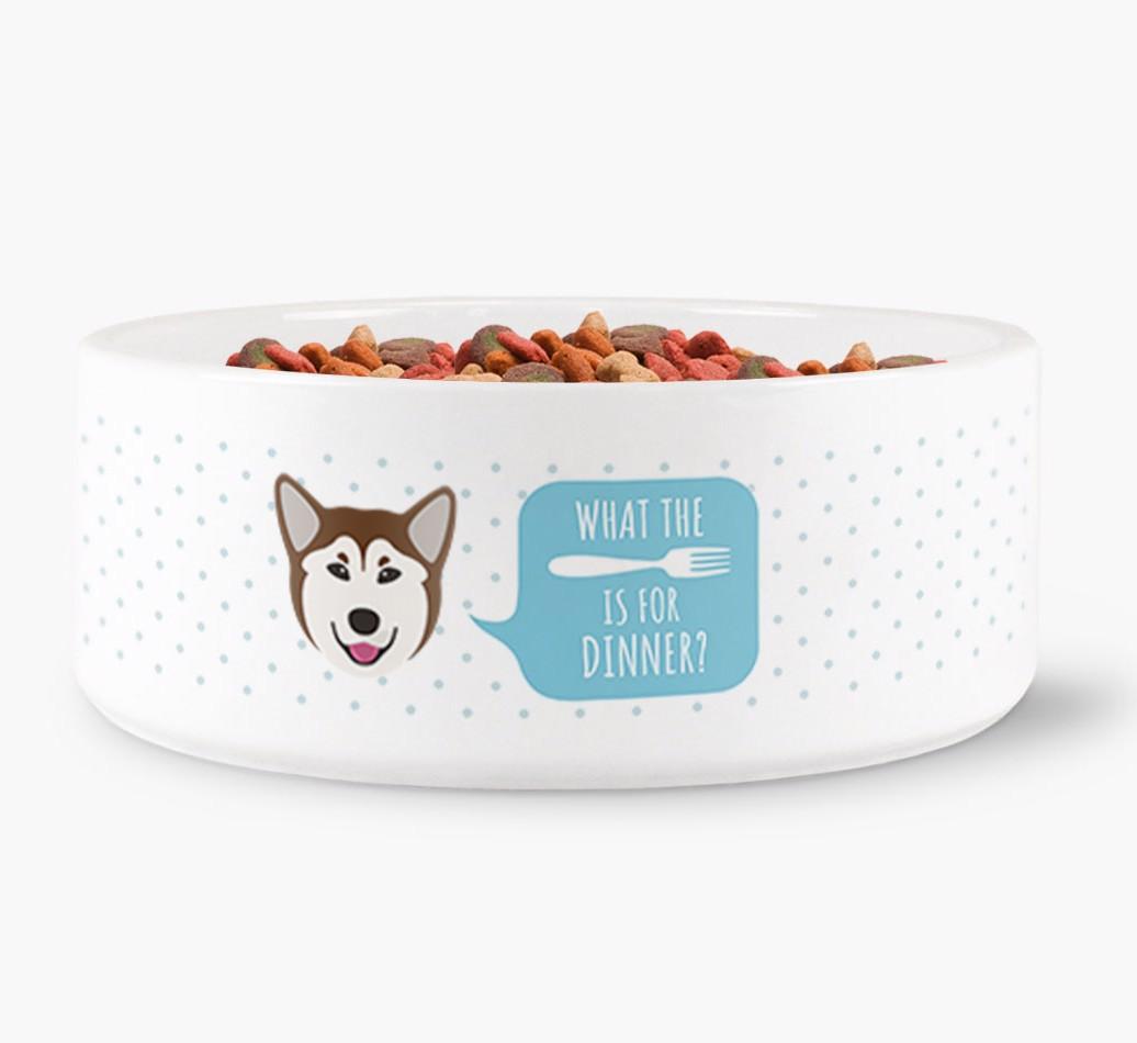 'What's For Dinner?' - Personalized Dog Bowl for your {breedFullName}