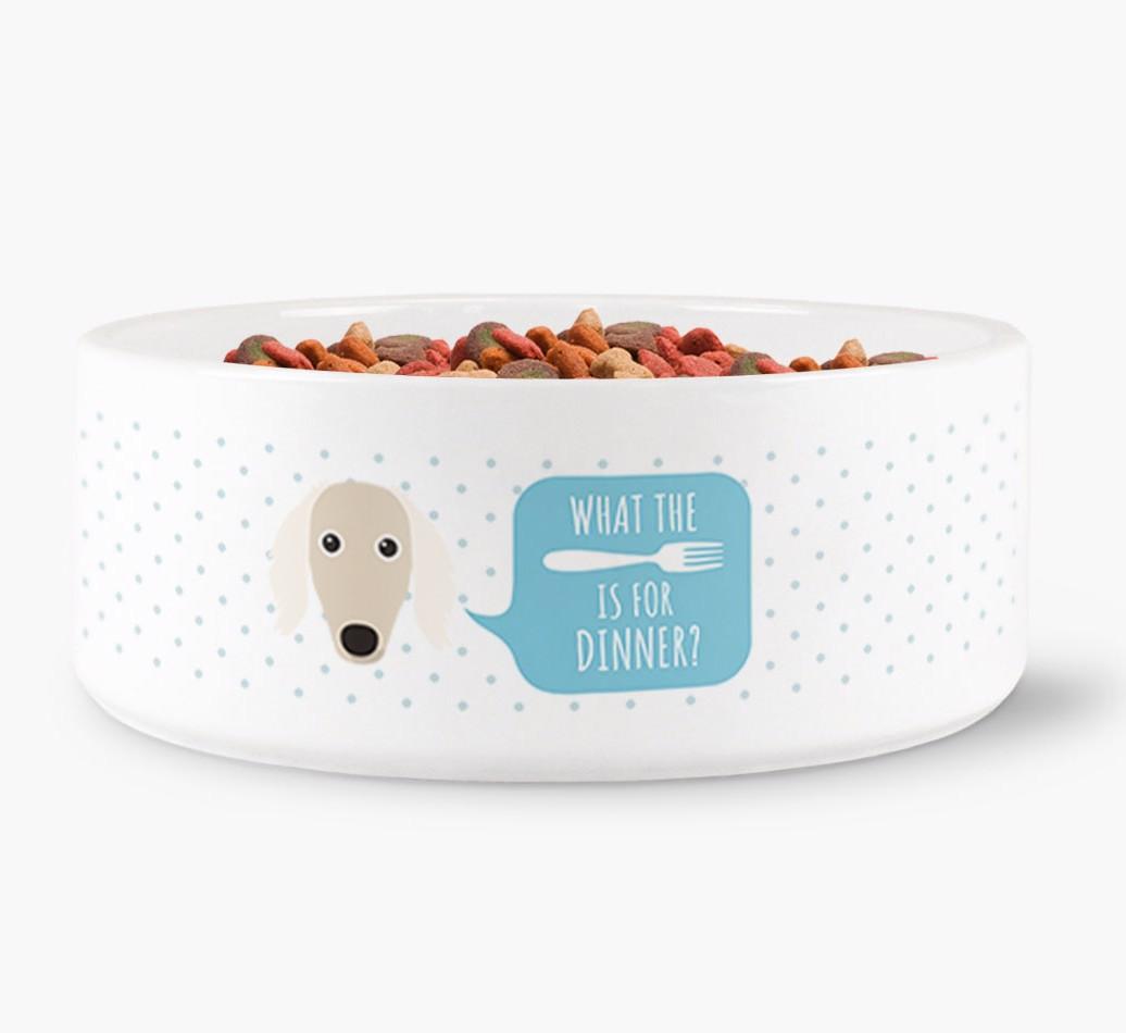 'What's For Dinner?' - Personalized Dog Bowl for your {breedFullName}