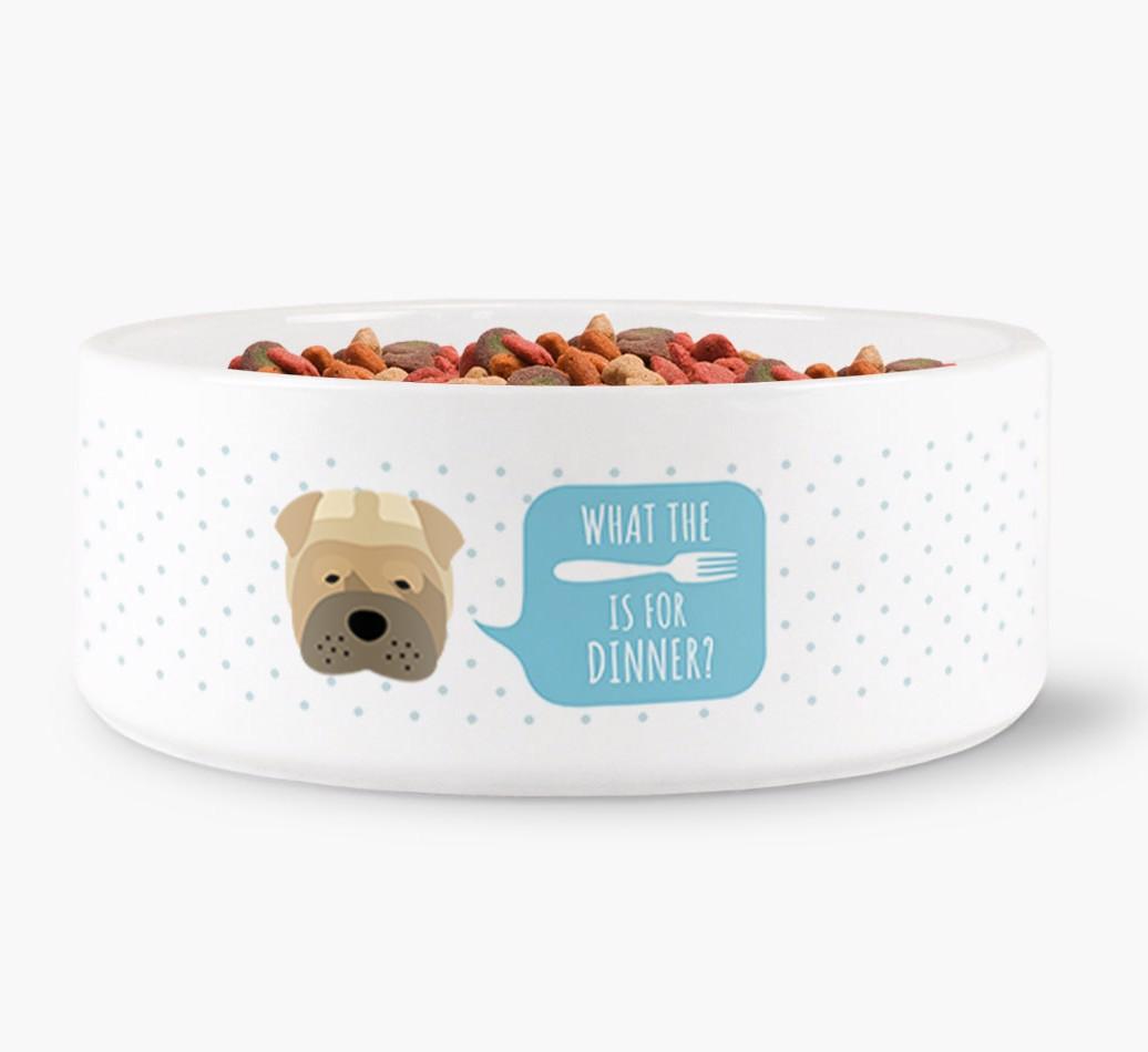 'What's For Dinner?' - Personalized Dog Bowl for your {breedFullName}