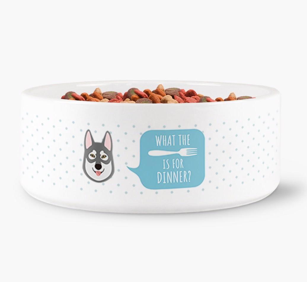 'What's For Dinner?' - Personalized Dog Bowl for your {breedFullName}