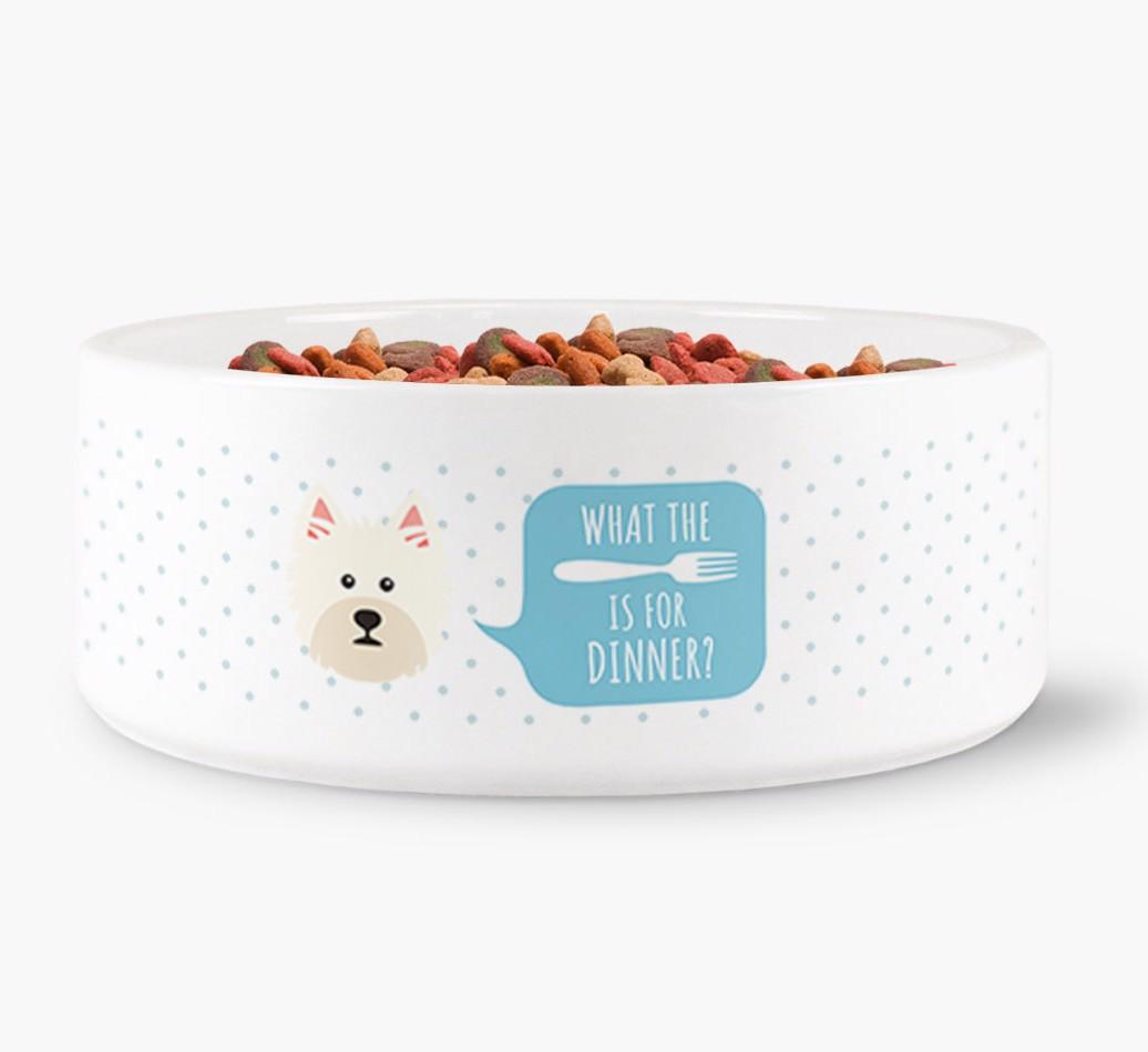 'What's For Dinner?' - Personalized Dog Bowl for your {breedFullName}