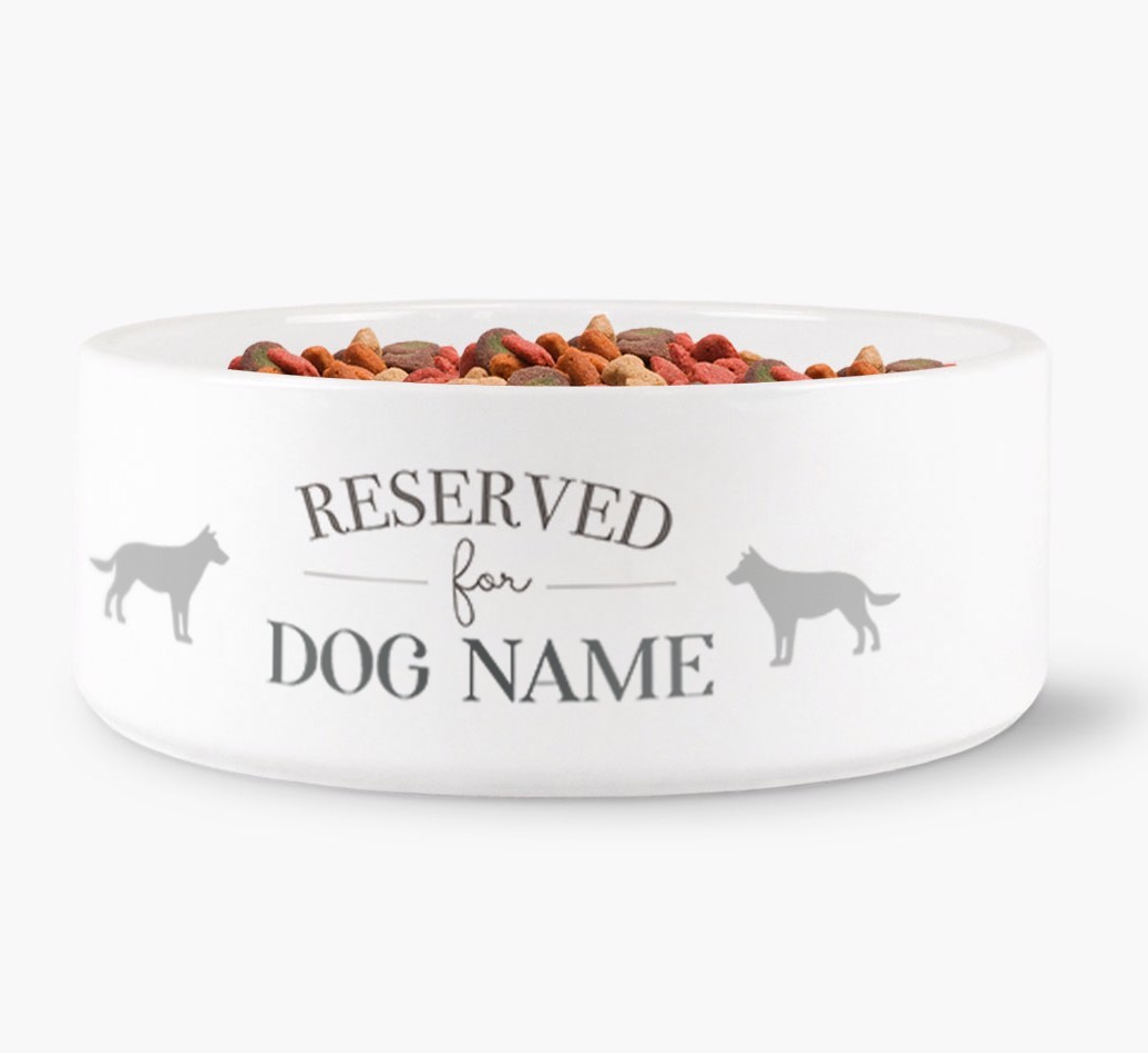 'Reserved for {dogsName}' Dog Bowl for your {breedFullName}