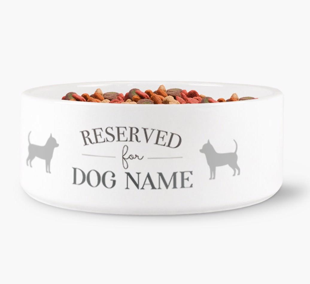'Reserved for {dogsName}' - Personalized Dog Bowl for your {breedFullName}