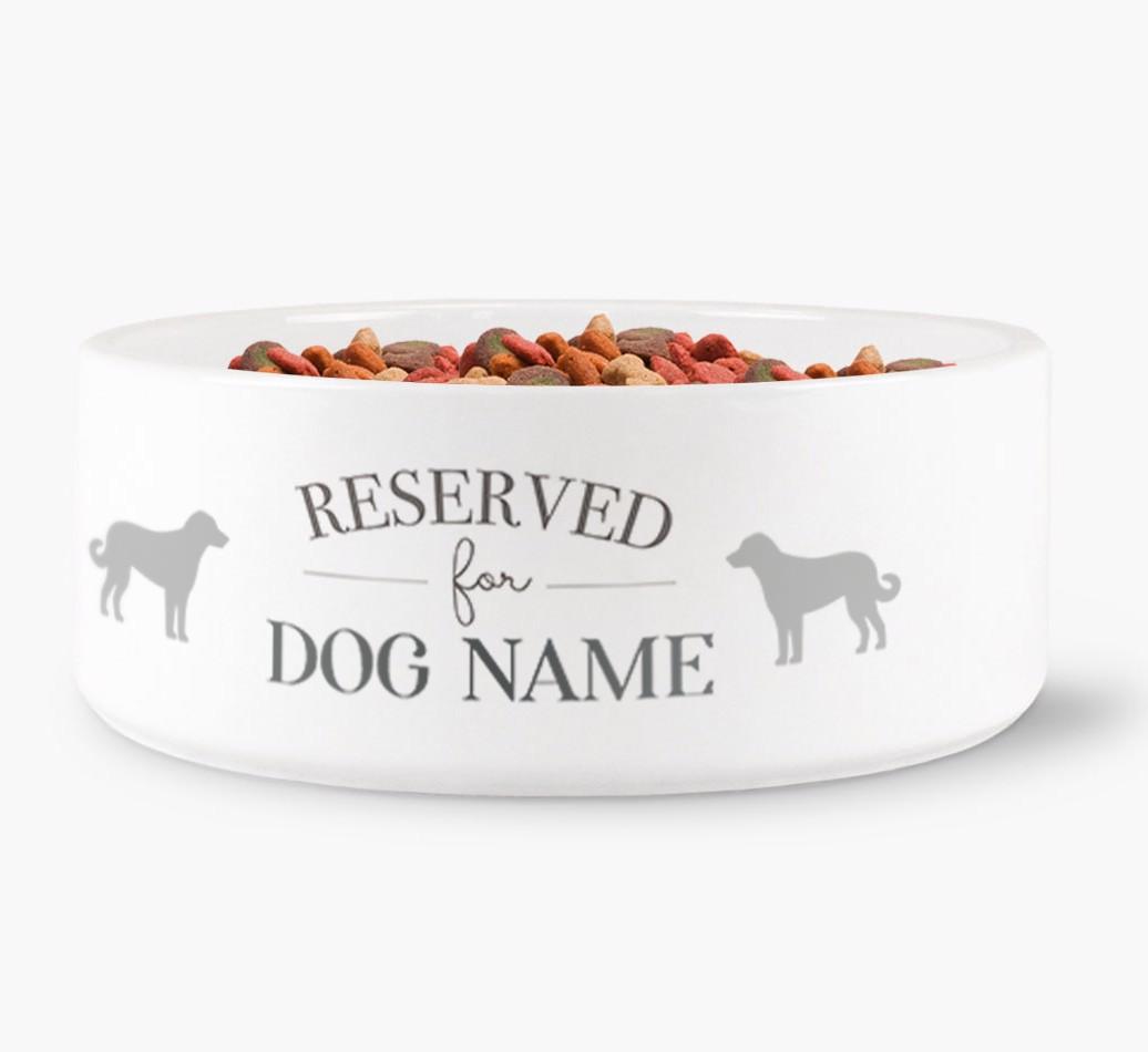 'Reserved for {dogsName}' - Personalized Dog Bowl for your {breedFullName}