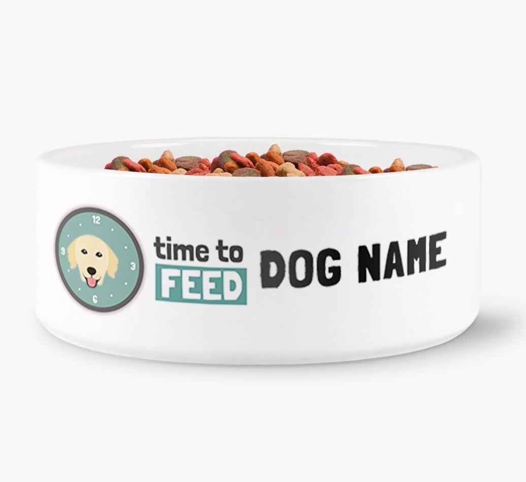 'Time to Feed {dogsName}' - Personalized Dog Bowl for your {breedFullName}