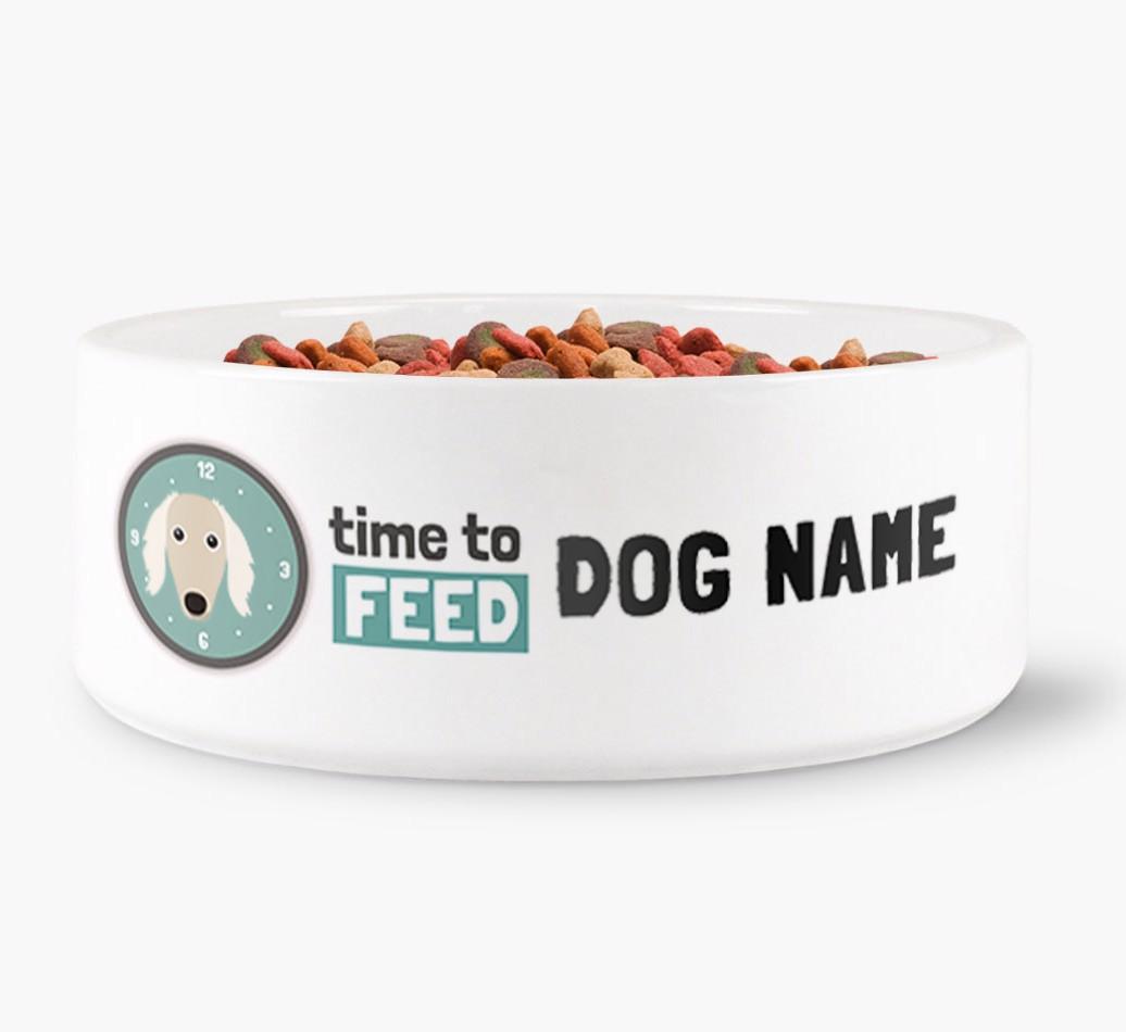 'Time to Feed {dogsName}' - Personalized Dog Bowl for your {breedFullName}