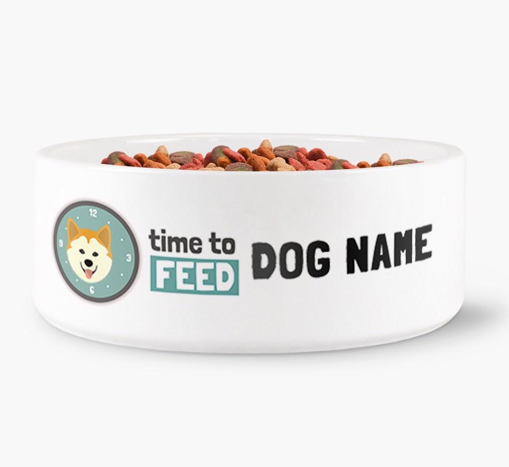 'Time to Feed {dogsName}' - Personalized Dog Bowl for your {breedFullName}