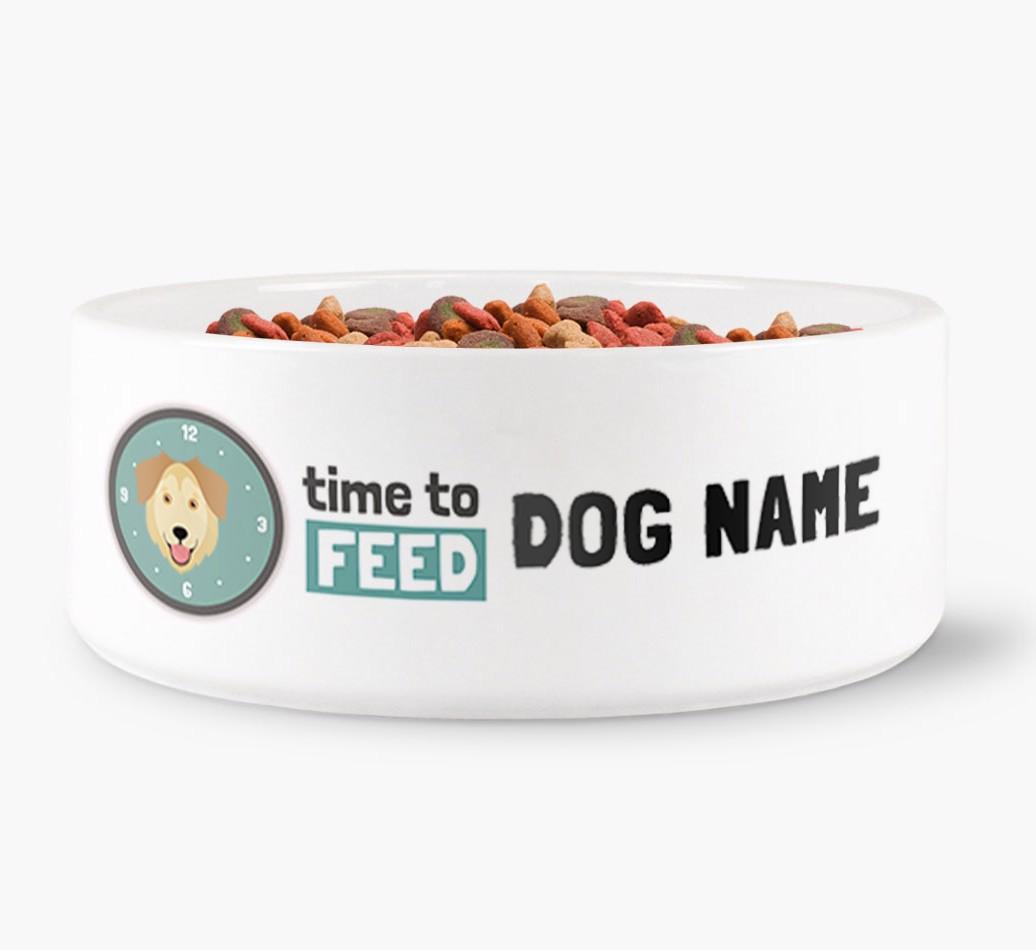 'Time to Feed {dogsName}' - Personalized Dog Bowl for your {breedFullName}