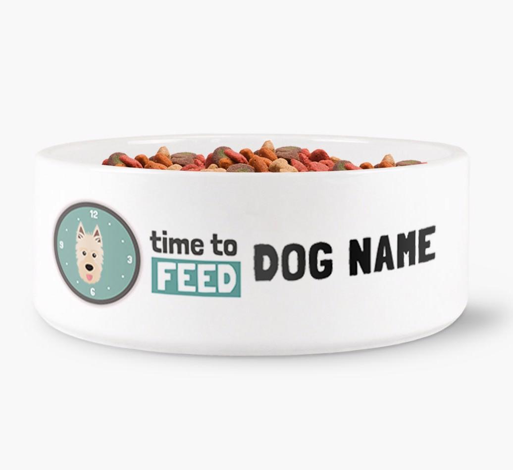'Time to Feed {dogsName}' - Personalized Dog Bowl for your {breedFullName}