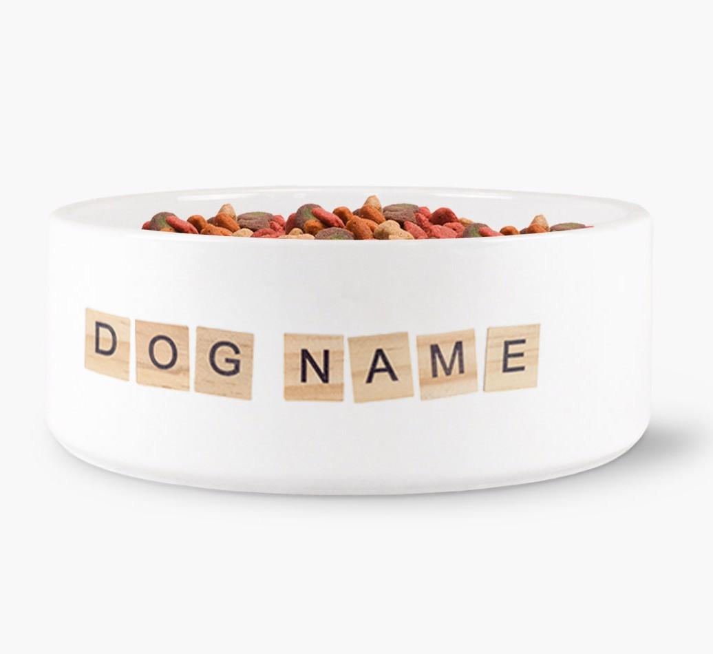 'Wooden Letters' - Personalized Dog Bowl for your {breedFullName}