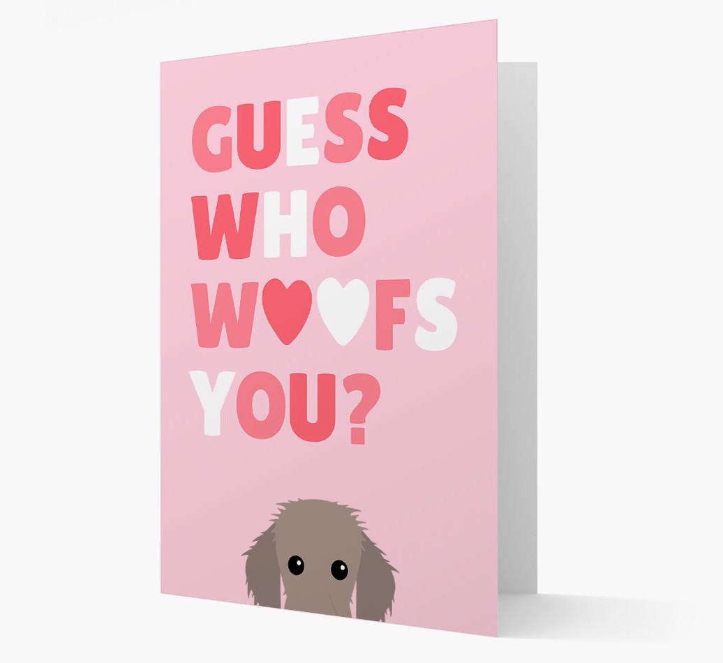 'Guess Who Woofs You?' Card with your {breedFullName} Icon
