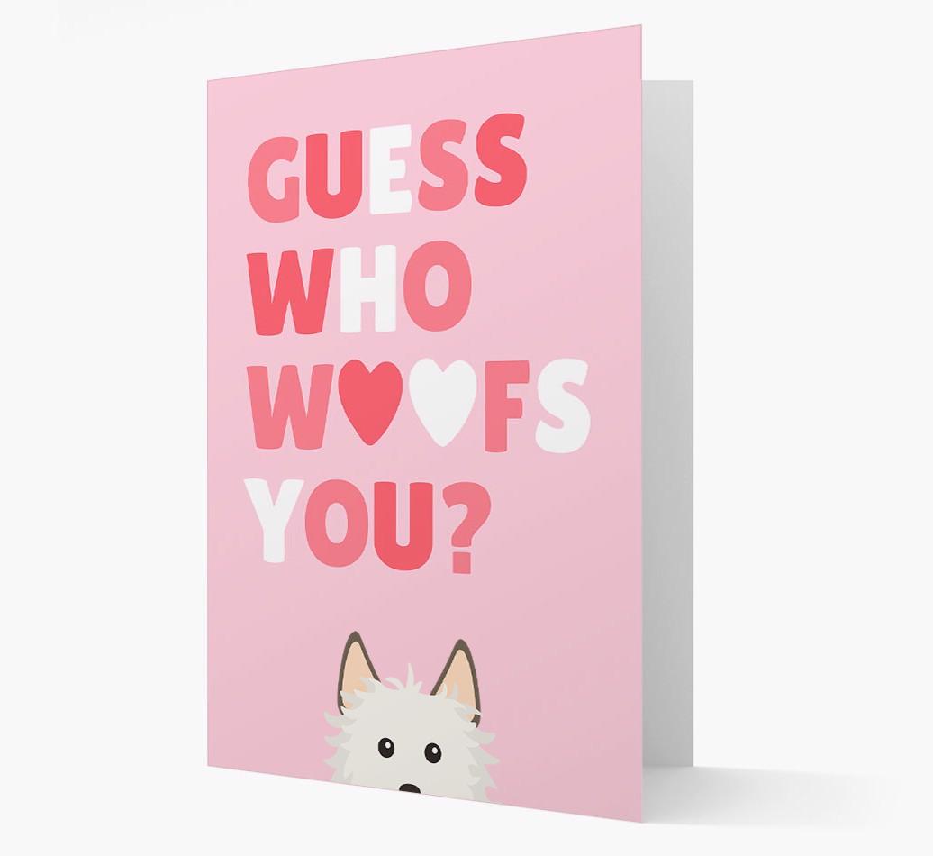 'Guess Who Woofs You?' Card with your {breedFullName} Icon