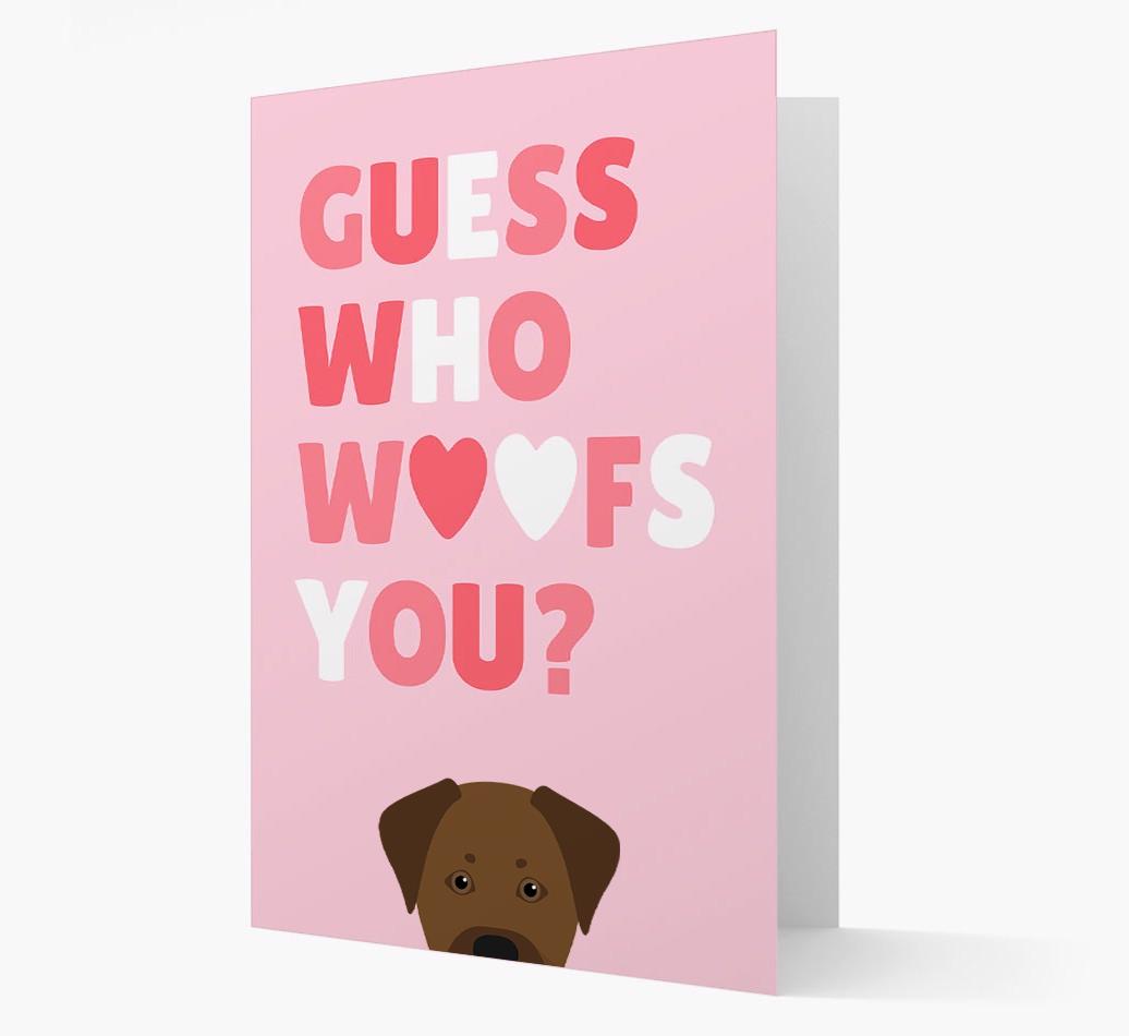 'Guess Who Woofs You?' Card with your {breedFullName} Icon
