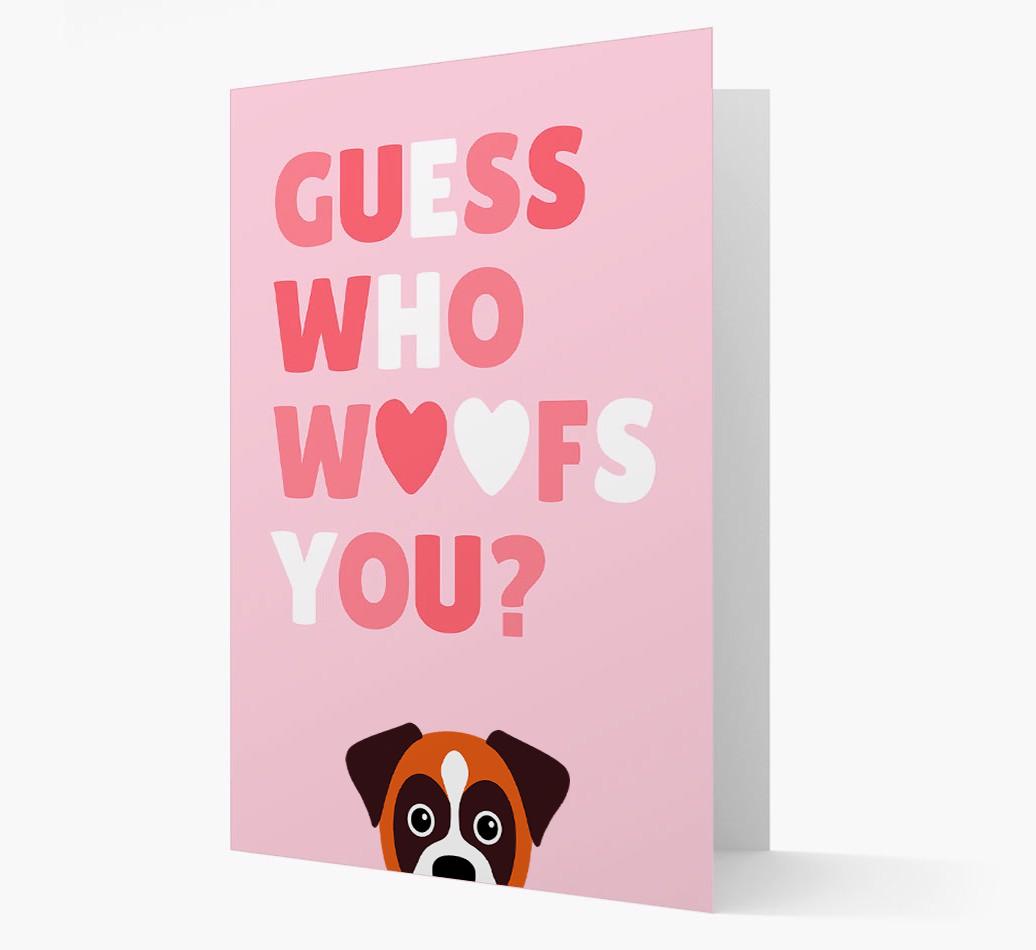 'Guess Who Woofs You?' Card with your {breedFullName} Icon
