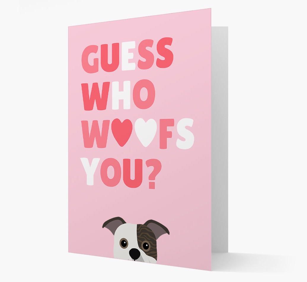 'Guess Who Woofs You?' Card with your {breedFullName} Icon