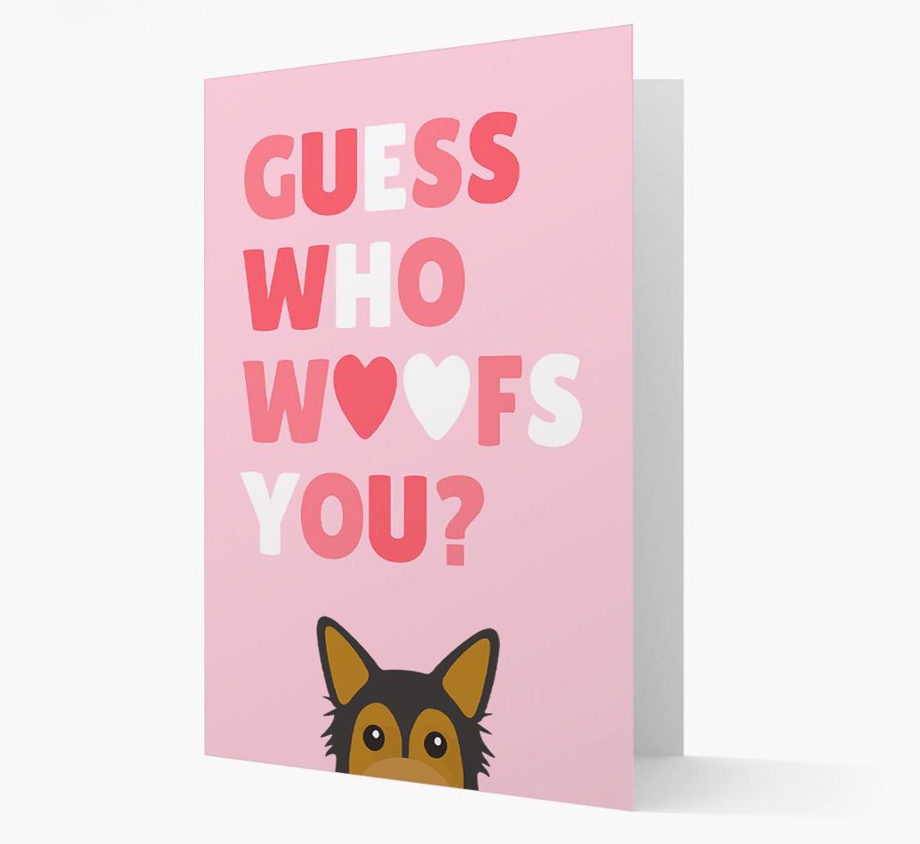 'Guess Who Woofs You?' Card with your {breedFullName} Icon