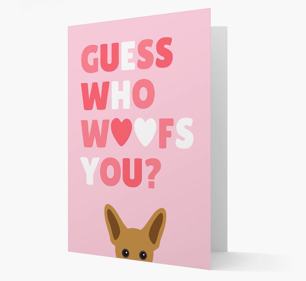 'Guess Who Woofs You?' Card with your {breedFullName} Icon