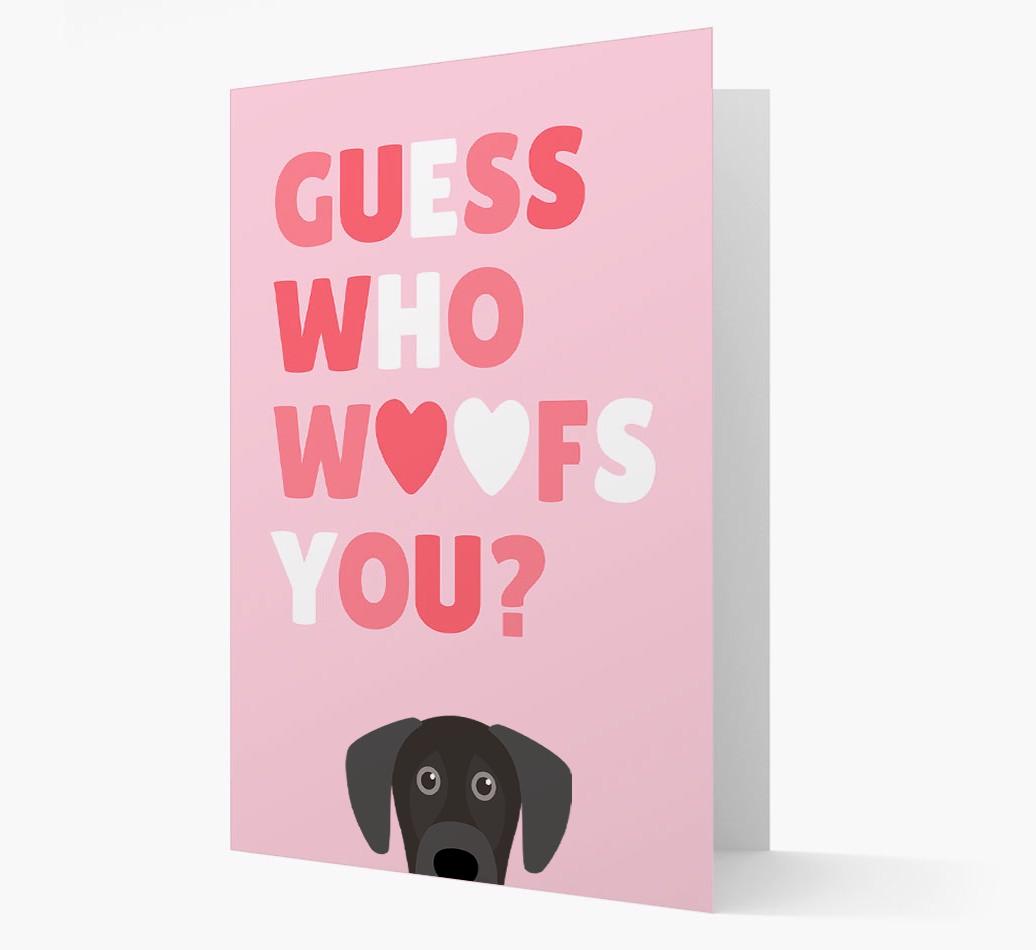 'Guess Who Woofs You?' Card with your {breedFullName} Icon