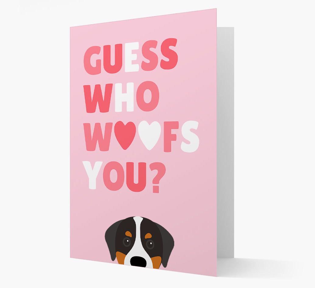 'Guess Who Woofs You?' Card with your {breedFullName} Icon