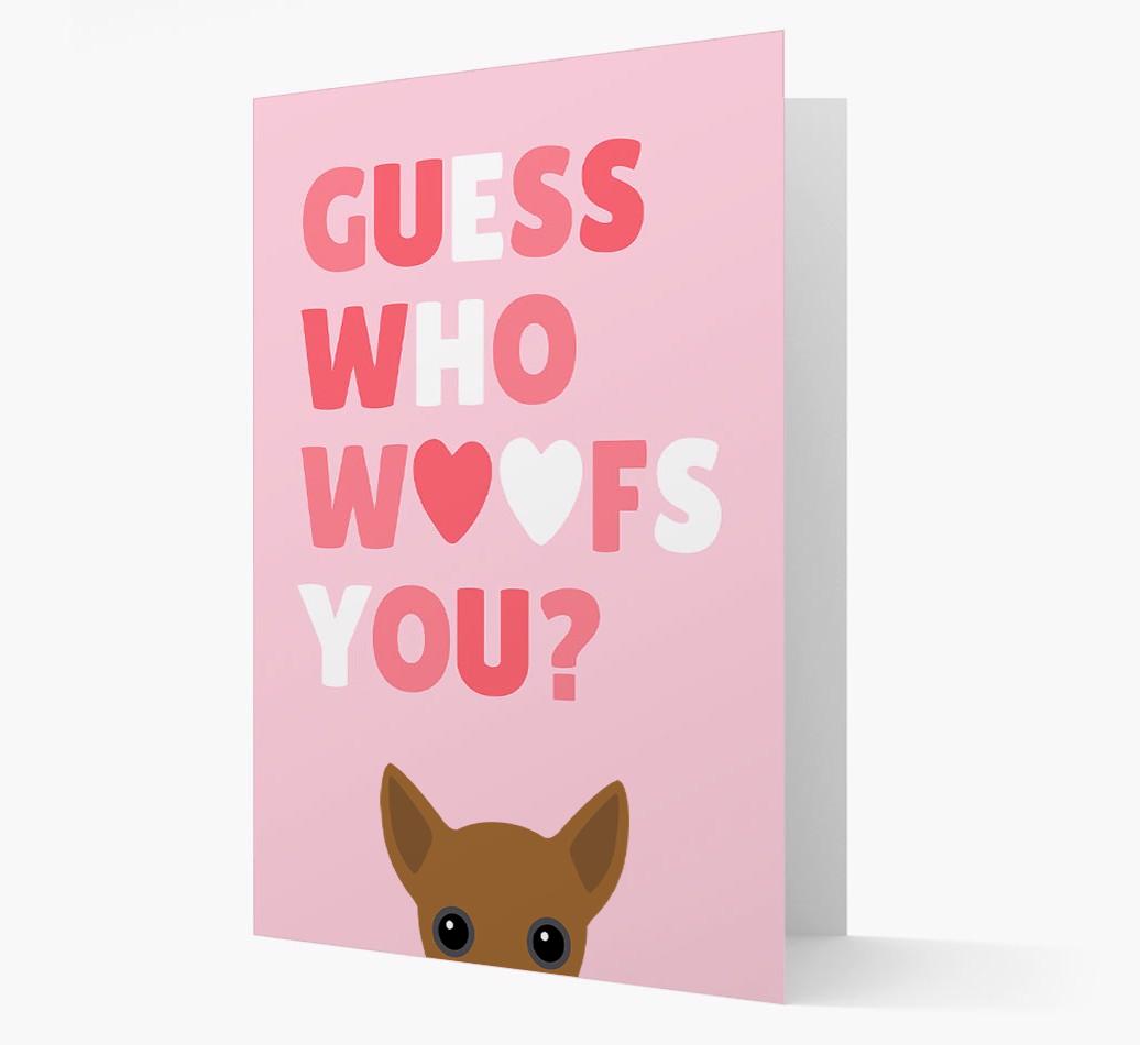 'Guess Who Woofs You?' Card with your {breedFullName} Icon