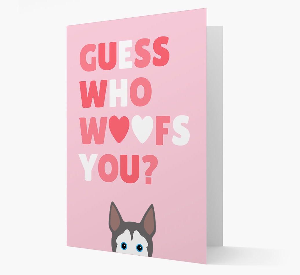 'Guess Who Woofs You?' Card with your {breedFullName} Icon