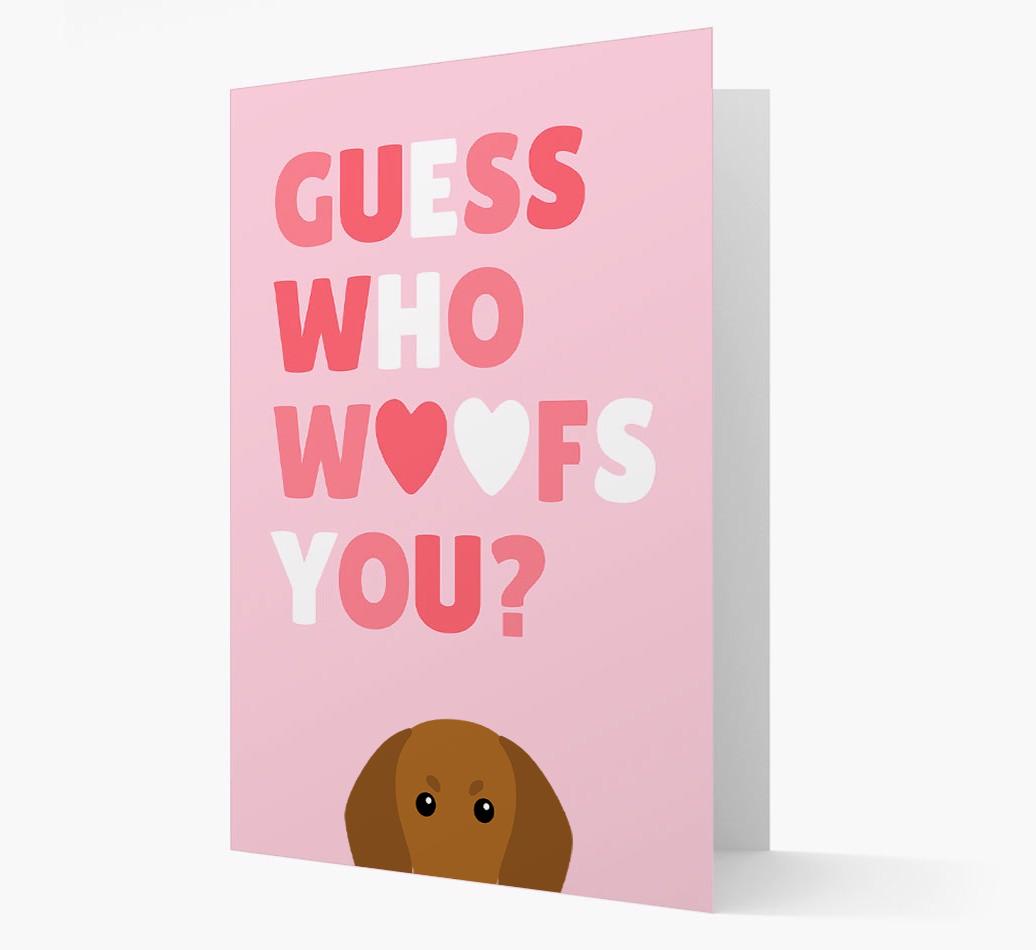 'Guess Who Woofs You?' Card with your {breedFullName} Icon