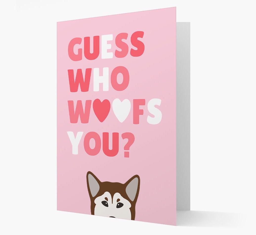 'Guess Who Woofs You?' Card with your {breedFullName} Icon