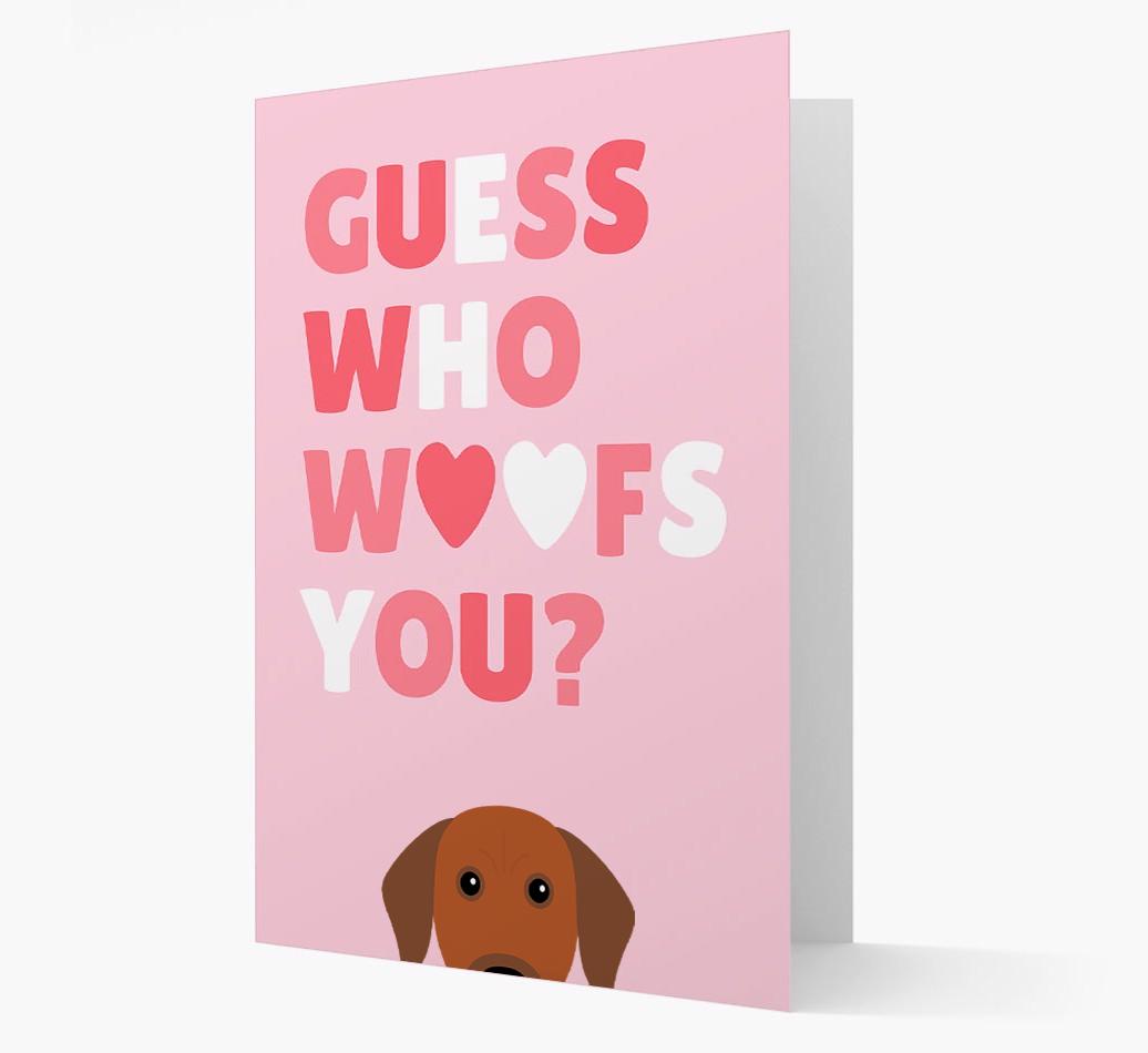 'Guess Who Woofs You?' Card with your {breedFullName} Icon