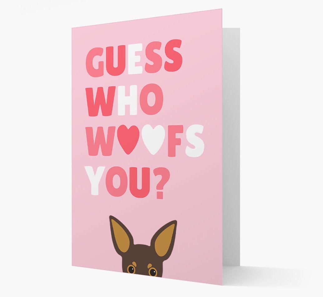 'Guess Who Woofs You?' Card with your {breedFullName} Icon