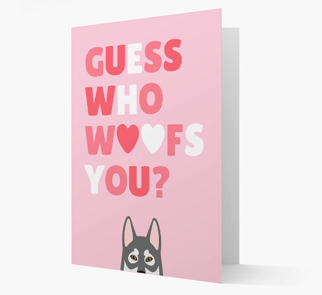 'Guess Who Woofs You?' Card with your {breedFullName} Icon