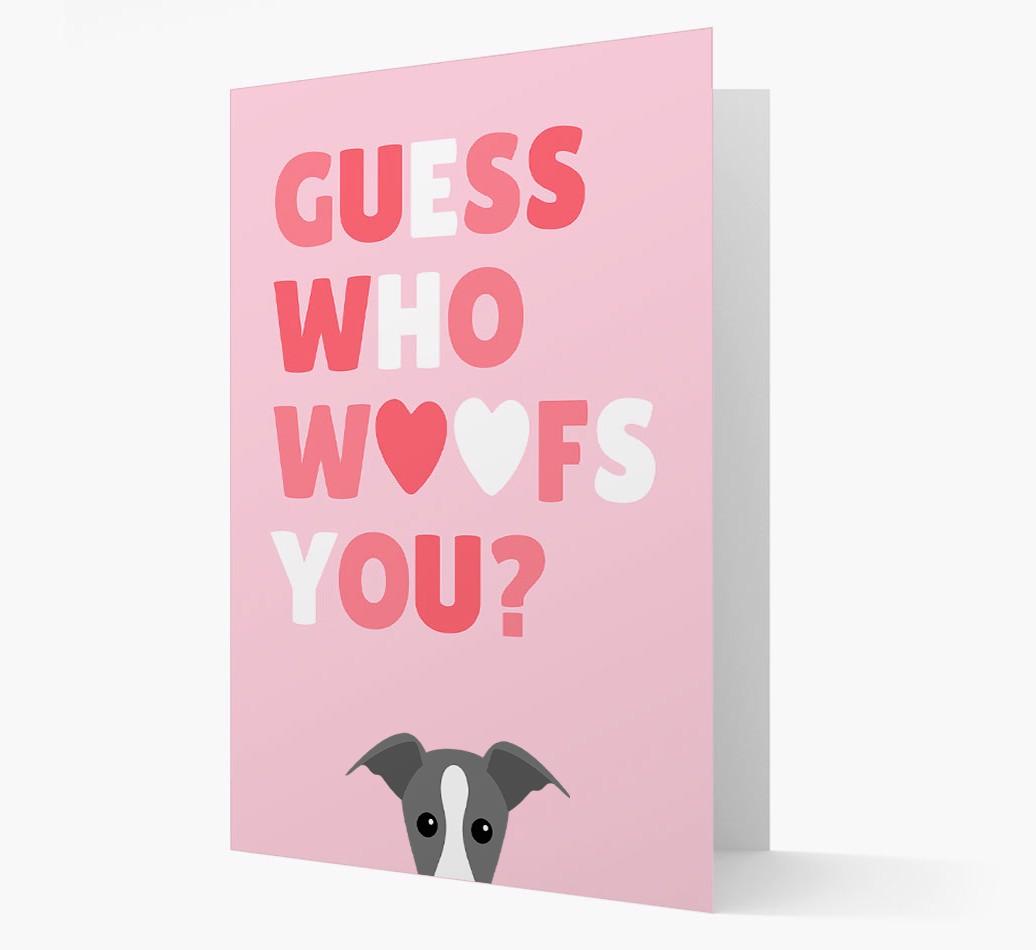 'Guess Who Woofs You?' Card with your {breedFullName} Icon