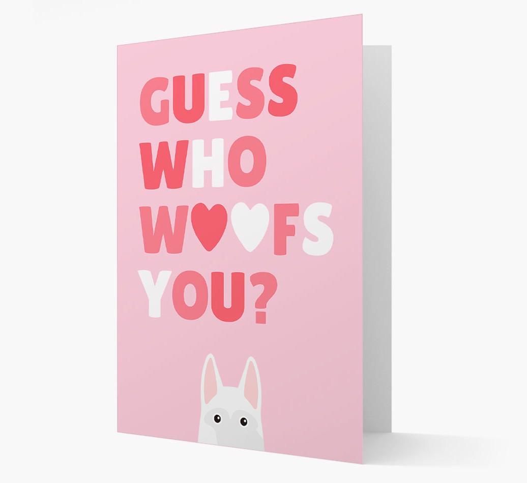 'Guess Who Woofs You?' Card with your {breedFullName} Icon