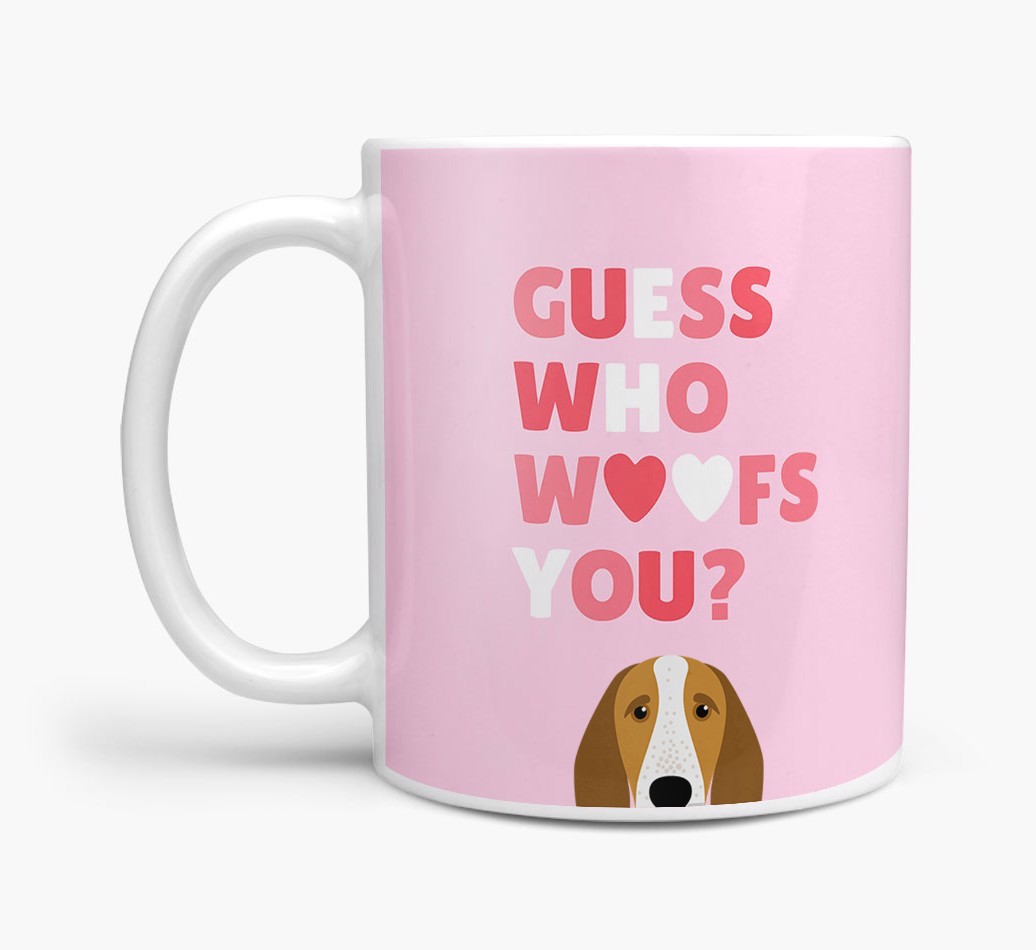 'Guess Who Woofs You' Mug With {breedFullName} Icon
