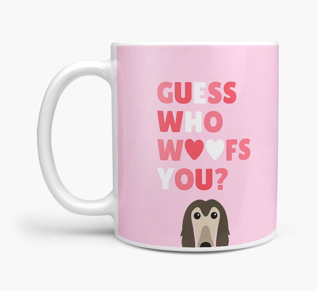 'Guess Who Woofs You' Mug With {breedFullName} Icon