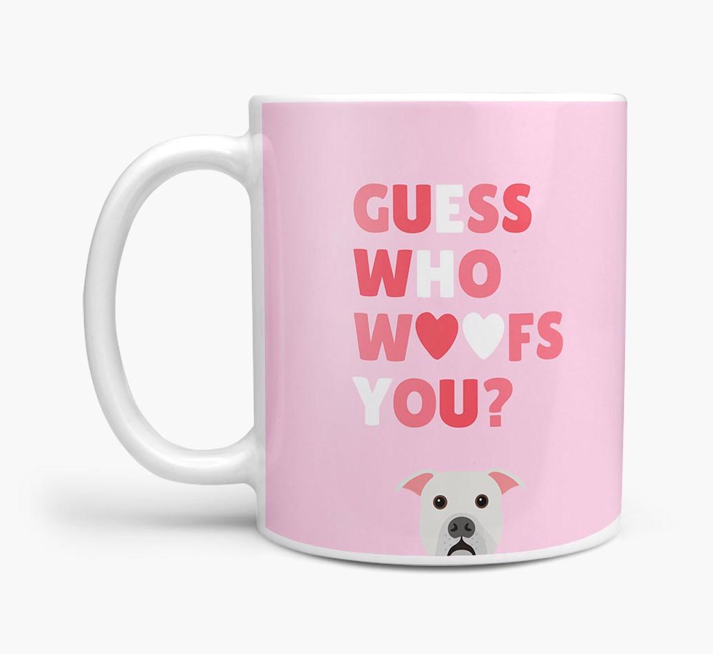 'Guess Who Woofs You' Mug With {breedFullName} Icon
