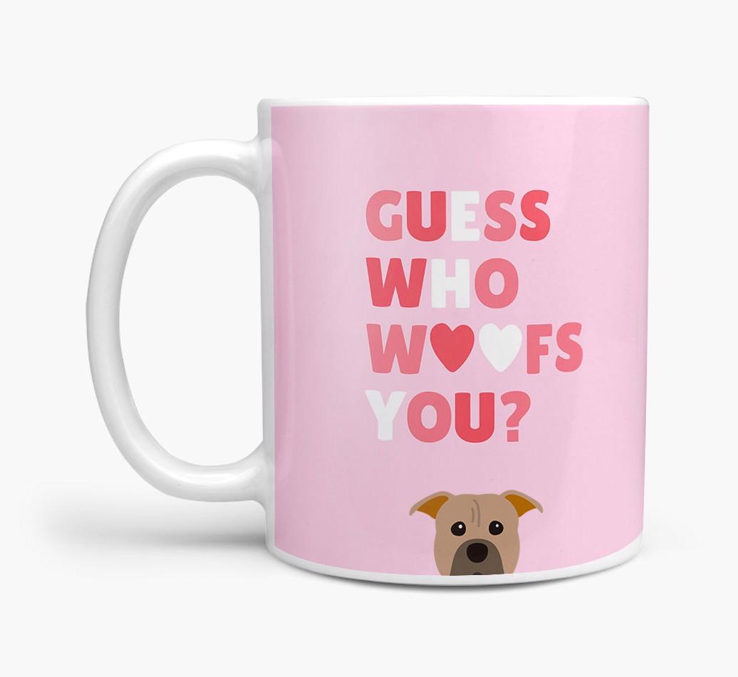 'Guess Who Woofs You' Mug With {breedFullName} Icon