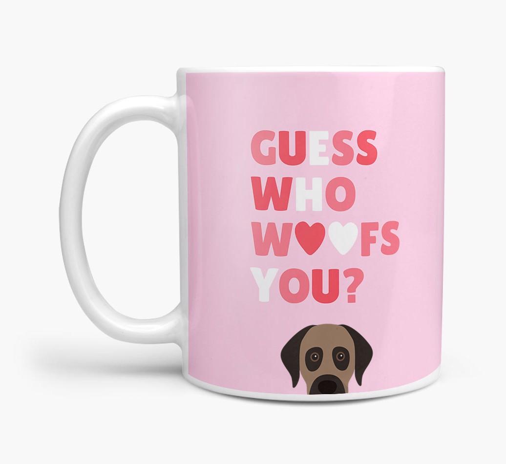 'Guess Who Woofs You' Mug With {breedFullName} Icon