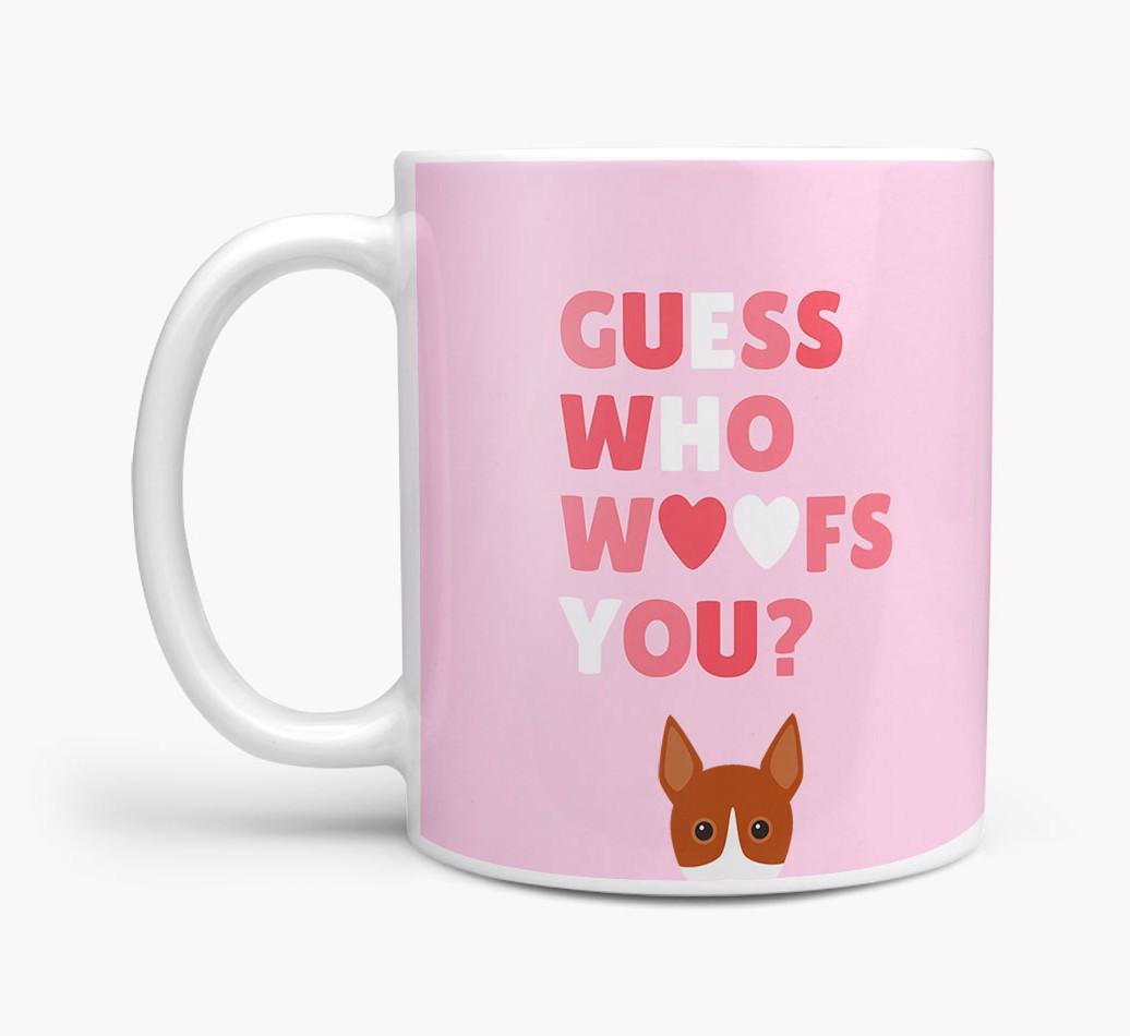 'Guess Who Woofs You' Mug With {breedFullName} Icon