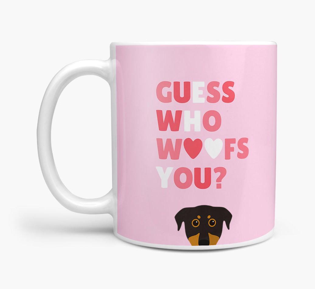 'Guess Who Woofs You' Mug With {breedFullName} Icon